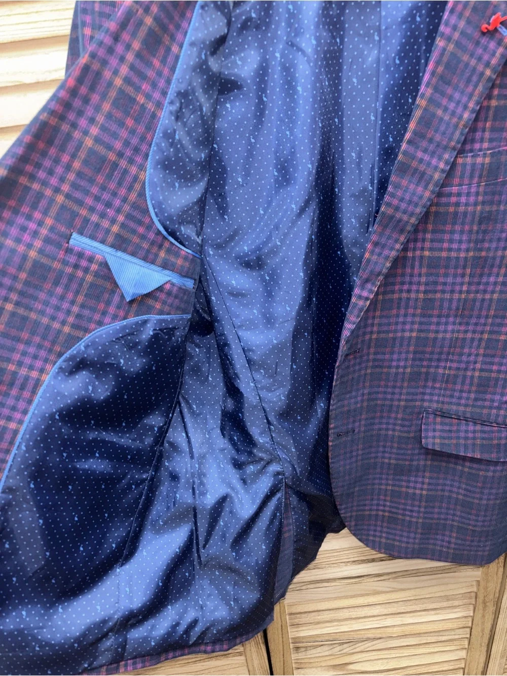 Tailorbyrd Men's Multicolor Purple Plaid Corduroy Blazer – 42R
